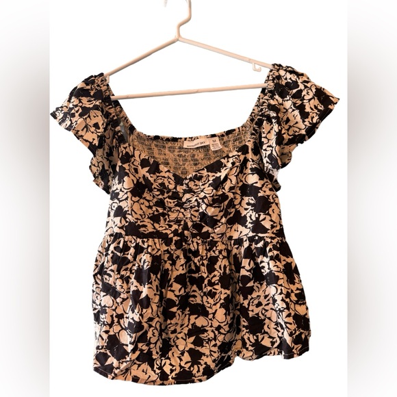 Midnight Sky Tops - Womens Floral Top Sz medium -Linen Blend